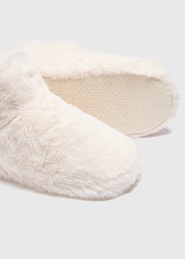 Cream Faux Fur Slipper Boots