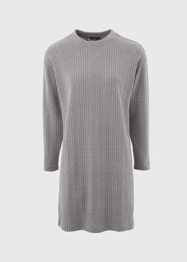 Grey Cable Knit Mini Dress