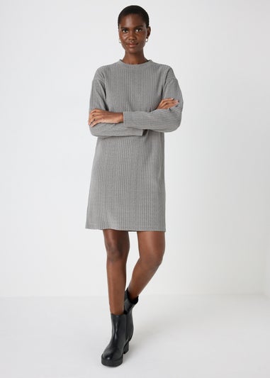 Grey Cable Knit Mini Dress