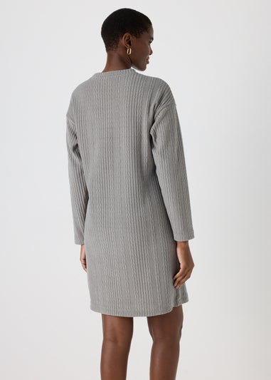 Grey Cable Knit Mini Dress