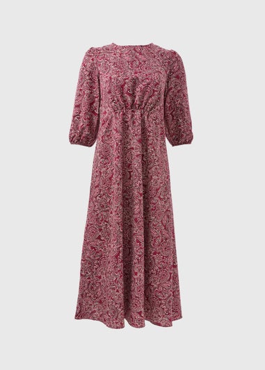 Red Paisley Midi Tea Dress