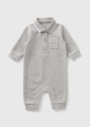 Baby Grey Polo Romper (Newborn-23mths)