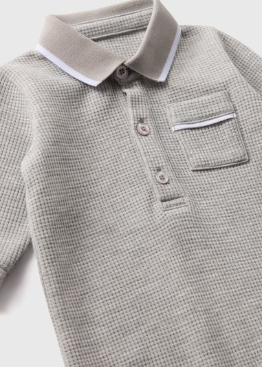 Baby Grey Polo Romper (Newborn-23mths)