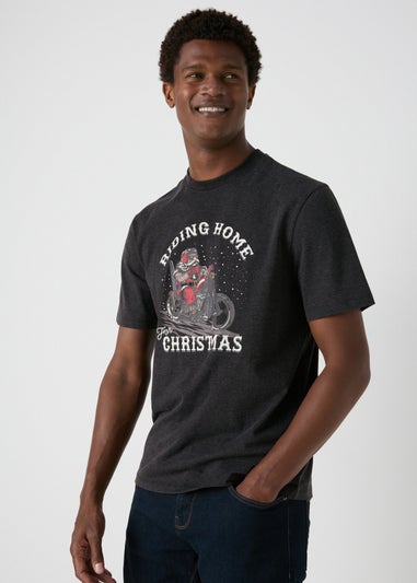 Charcoal Riding Home For Christmas T-Shirt