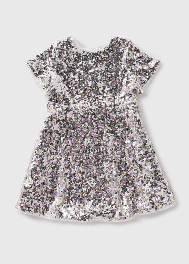 Girls Silver Sequin Dress (1-7yrs)