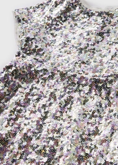 Girls Silver Sequin Dress (1-7yrs)