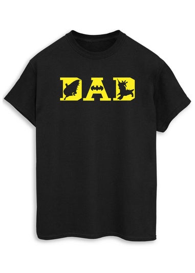 DC Comics Black Batman Dad With Bat Icons Men T-Shirt
