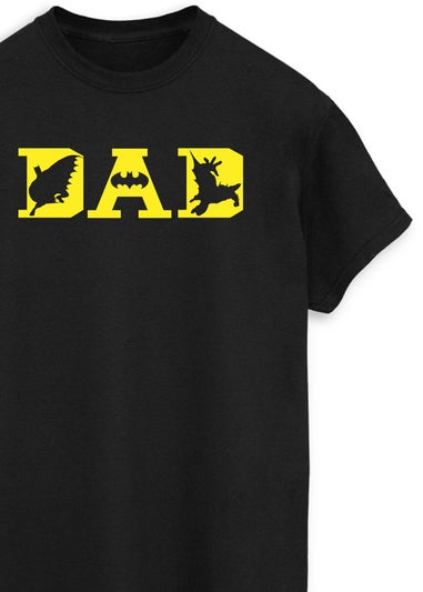 DC Comics Black Batman Dad With Bat Icons Men T-Shirt