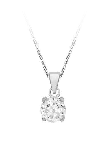 Golden Moments Sterling Silver Round CZ Necklace