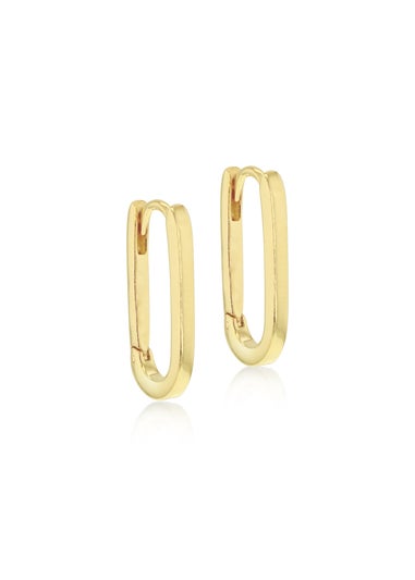 Golden Moments Sterling Silver Yellow Gold Plated Rectangular Hoop Creole Earrings