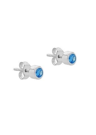 Golden Moments Sterling Silver CZ December Birthstone Stud Earrings