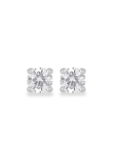 Golden Moments Sterling Silver Round CZ Stud Earrings