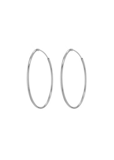 Golden Moments Sterling Silver Plain Hoop Earrings (35mm)