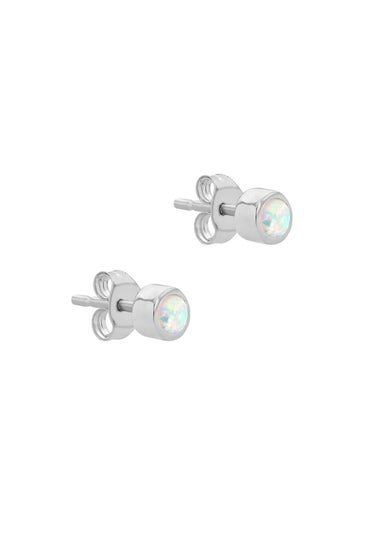 Golden Moments Sterling Silver October Birthstone Stud Earrings