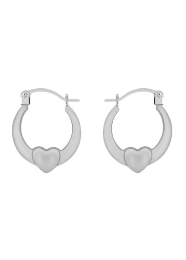 Golden Moments Sterling Silver Heart Creole Earrings