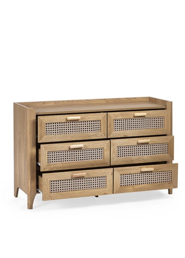 Julian Bowen Brown Sydney 6 Drawer Wide Chest (75 x 120 x 41cm)