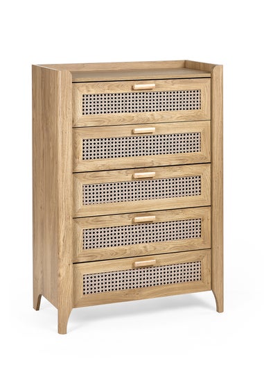 Julian Bowen Brown Sydney 5 Drawer Chest (120 x 80 x 41cm)