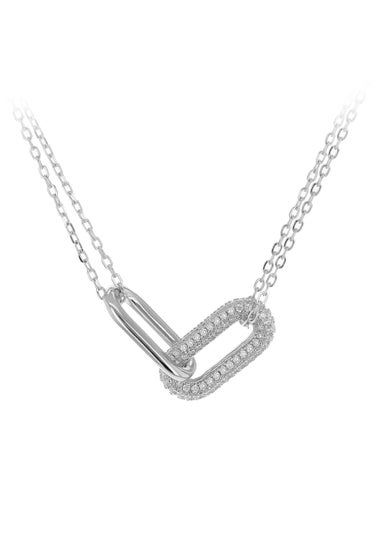 Golden Moments Sterling Silver CZ Chain Link Necklace