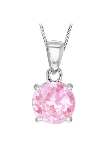 Golden Moments Pink Round Pink CZ Necklace