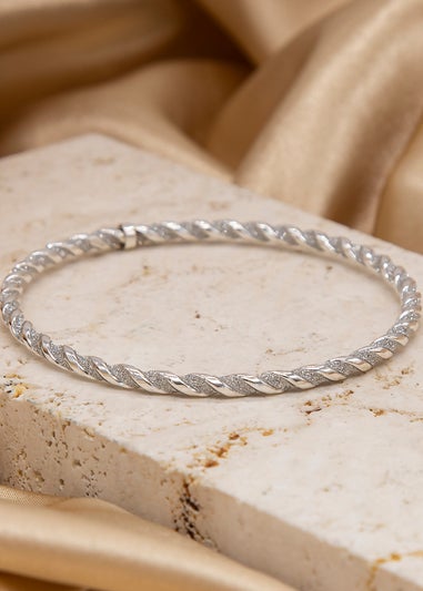 Golden Moments Sterling Silver Stardust Twist Bangle