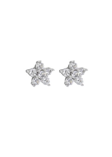 Golden Moments Sterling Silver CZ Flower Stud Earrings