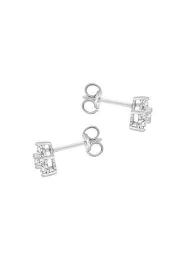 Golden Moments Sterling Silver CZ Flower Stud Earrings