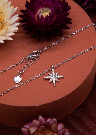 Golden Moments Sterling Silver Star with CZ Necklace