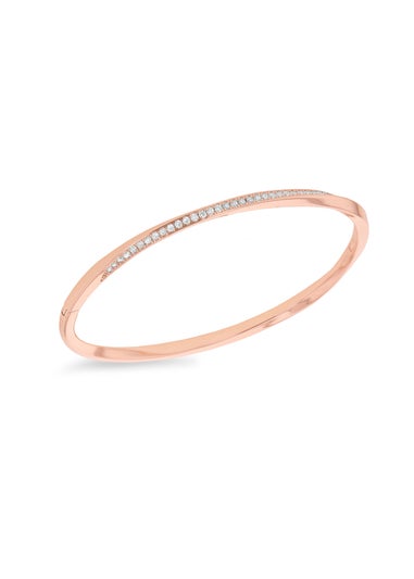 Golden Moments Rose Gold Plated CZ Twisted-Band Bangle