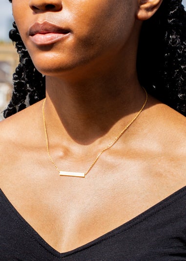 Golden Moments Yellow Gold Plated Horizontal-Bar Necklace