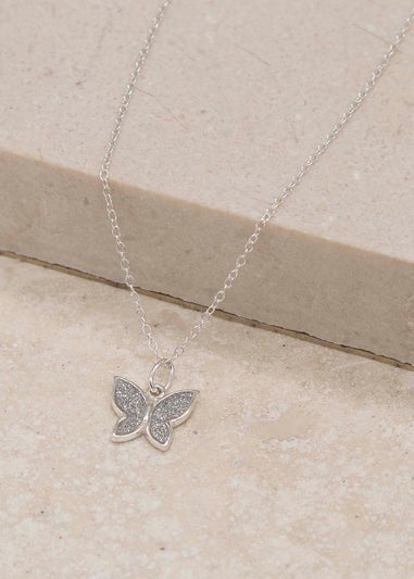 Golden Moments Sterling Silver Stardust Butterfly Necklace