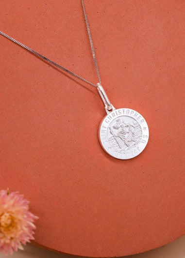 Golden Moments Sterling Silver St. Christopher Travel Necklace