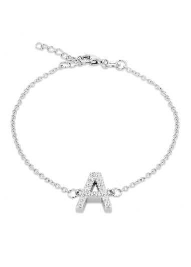 Golden Moments Sterling Silver CZ 'A' Initial Bracelet