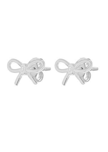 Golden Moments Sterling Silver Diamond Bow Stud Earrings