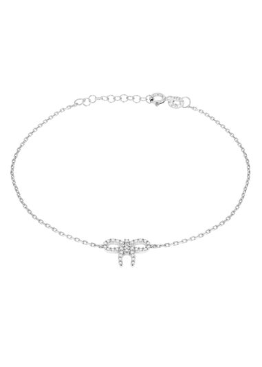 Golden Moments Sterling Silver CZ Bow Bracelet