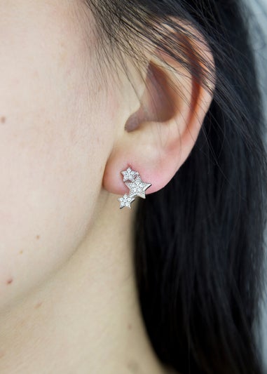 Golden Moments Sterling Silver CZ Star Earrings