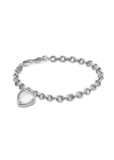 Golden Moments Sterling Silver Puffed-Heart Belcher Bracelet