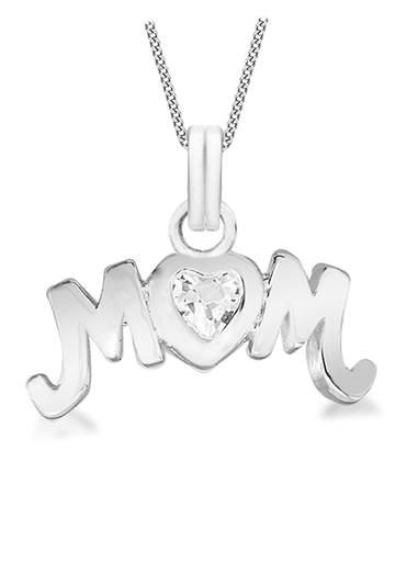 Golden Moments Sterling Silver CZ  'Mum' Necklace