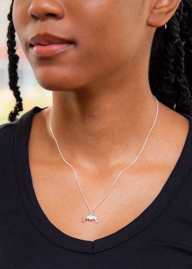 Golden Moments Sterling Silver CZ  'Mum' Necklace