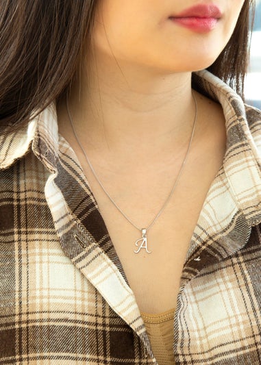 Golden Moments Sterling Silver Diamond 'A' Initial Necklace