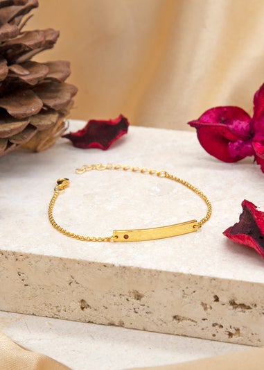 Golden Moments Gold Plated ID Bar January Birthstone CZ Bracelet