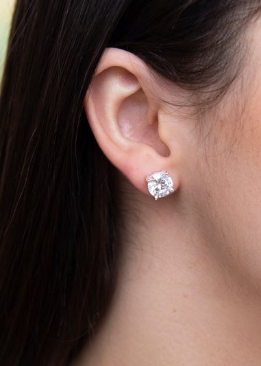 Golden Moments Sterling Silver CZ  Stud Earrings