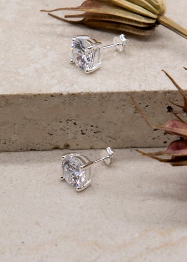 Golden Moments Sterling Silver CZ  Stud Earrings