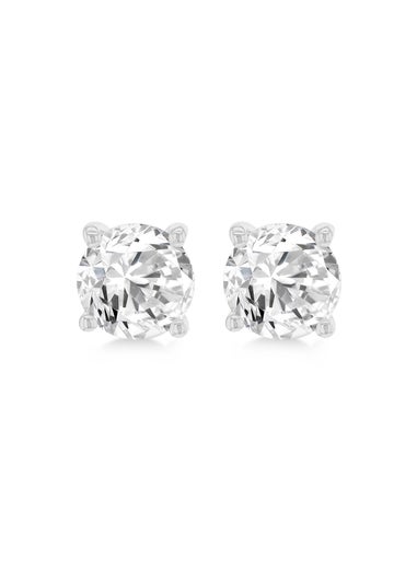 Golden Moments Sterling Silver CZ  Stud Earrings