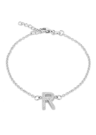 Golden Moments Sterling Silver CZ 'R' Initial Bracelet