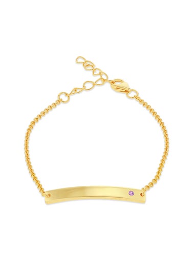 Golden Moments Gold Plated ID Bar February Birthstone CZ Bracelet