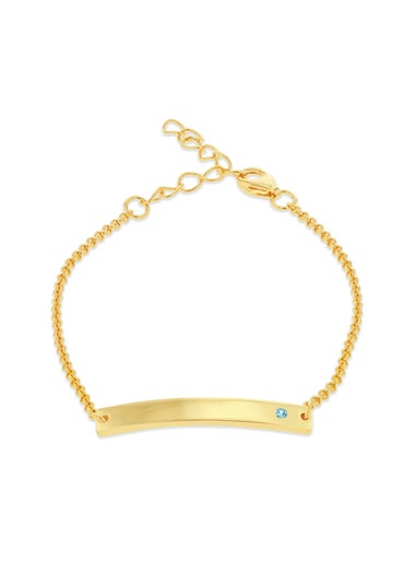 Golden Moments Gold Plated ID Bar March Birthstone CZ Bracelet