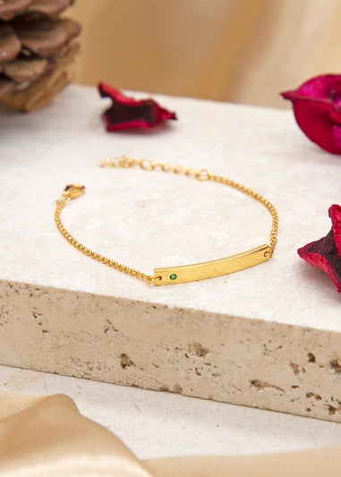 Golden Moments Gold Plated ID Bar May Birthstone CZ Bracelet