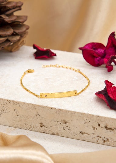 Golden Moments Gold Plated ID Bar October Birthstone CZ Bracelet