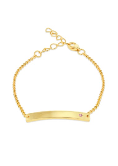 Golden Moments Gold Plated ID Bar October Birthstone CZ Bracelet