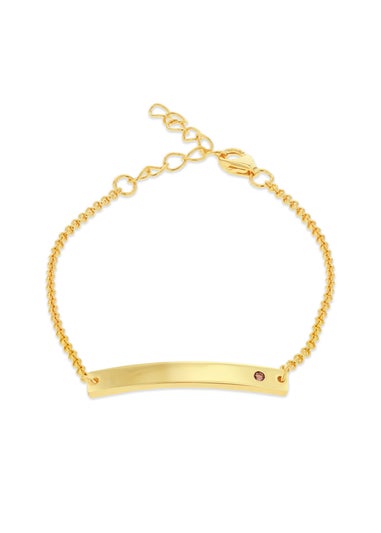 Golden Moments Gold Plated ID Bar June Birthstone CZ Bracelet